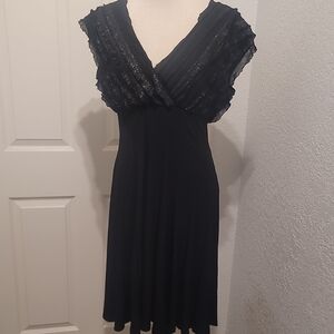 Connected Apparel Black Midi Dress